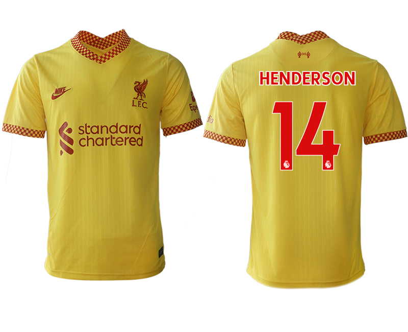 Men 2021-2022 Club Liverpool Second away aaa version yellow #14 Soccer Jersey->liverpool jersey->Soccer Club Jersey